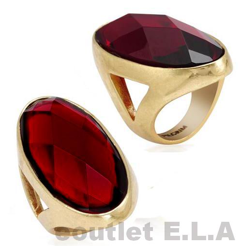 PILGRIM-HUGE 40mm RED CRYSTAL COCKTAIL RING-SZ 8